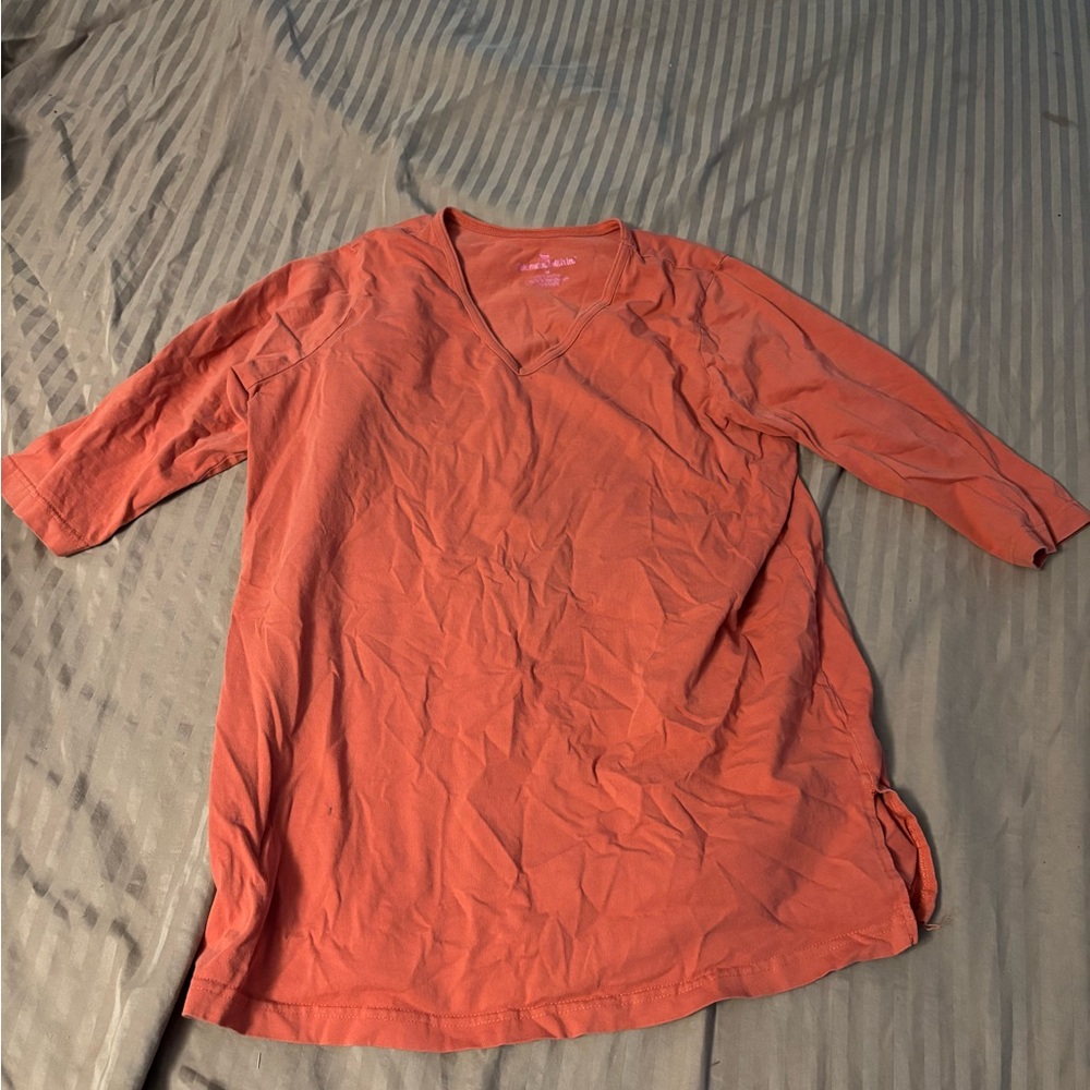 Woman Within Pink Tunic Asymmetrical Relaxed Style Medium